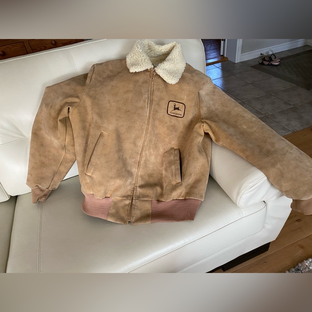 Vintage John Deere Sherpa Lined Bomber Jacket By Avon Sportswear MFG Tor…